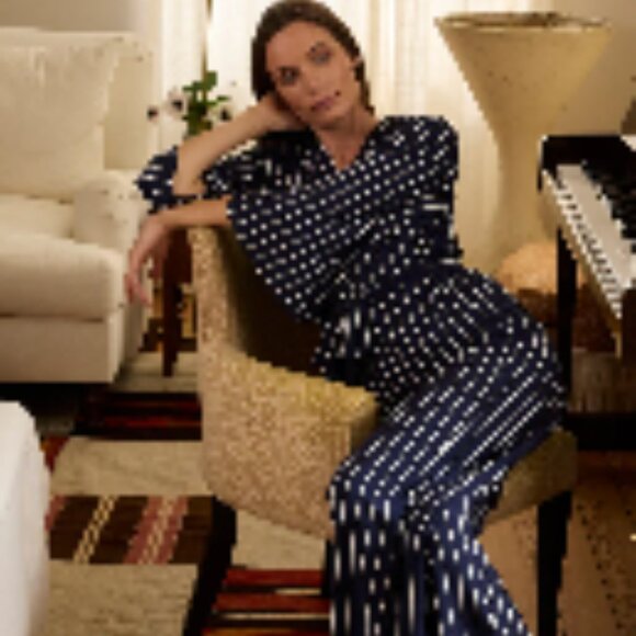 LAKE DreamModal Kimono Pajama Set in English Navy Vertical Stripe - NWT - Picture 3 of 11